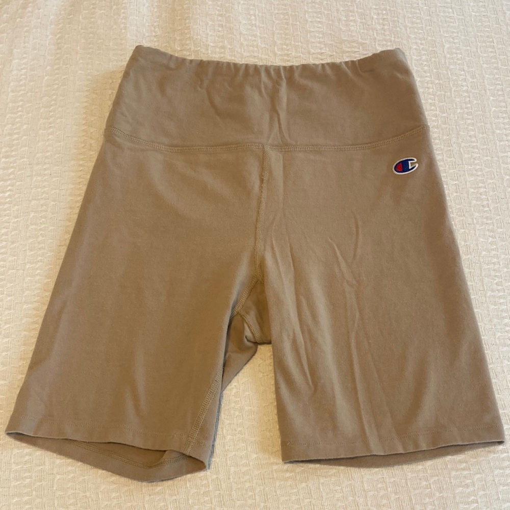 Columbia Beige Tan Cotton Spandex Bike Shorts Athleisure High Rise